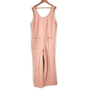 Old Navy Sweats Overalls Jumpsuit Blush Pink Scoop Neck Wide Leg Comfortable XL